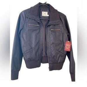 NWT Faux Leather Unisex Dark Brown Jacket NWT Size S